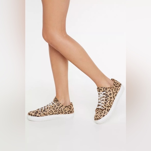 Nasty Gal Shoes - Nasty Gal Cow Print Ponyskin Lace Up Court Sneaker Size 6